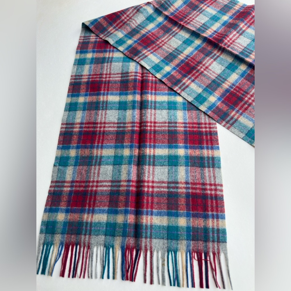 Pendleton Virgin Wool Scarf Multicolor Plaid Made… - image 7